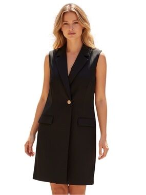 SPANX The Perfect Vest Dress Sleeveless V-Neck Mini L Black